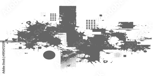 An abstract urban grunge background featuring a 3d jigsaw puzzle pattern and vector city map illustration for a business art design
