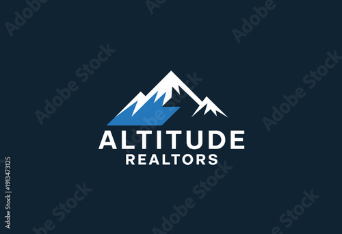 Modern Mountain Logo Design for Altitude Realtors in Cool Blue and White Tones