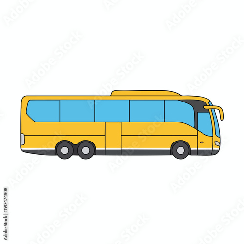 Modern Yellow Coach Bus for Travel and Transportation Services