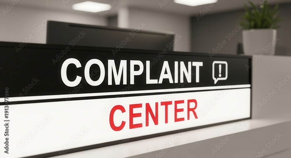 Obraz premium Complaint Center Sign Displays Information for Customer Service and Issues Resolution