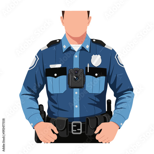 Police Officer with Body Camera on Uniform