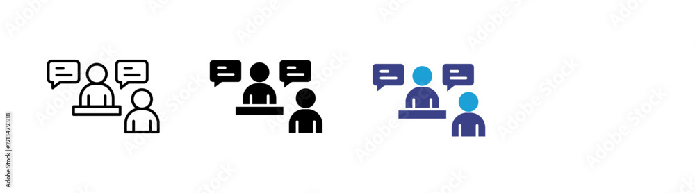 Fototapeta premium Interviewer icon set multiple style collection