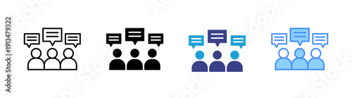 Public Opinion icon set multiple style collection
