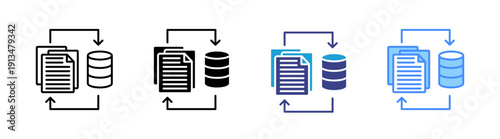 Data Transfer icon set multiple style collection
