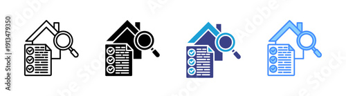 Home Inspection icon set multiple style collection