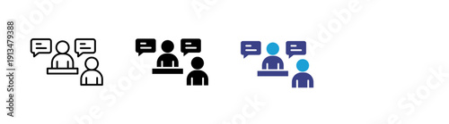 Interviewer icon set multiple style collection