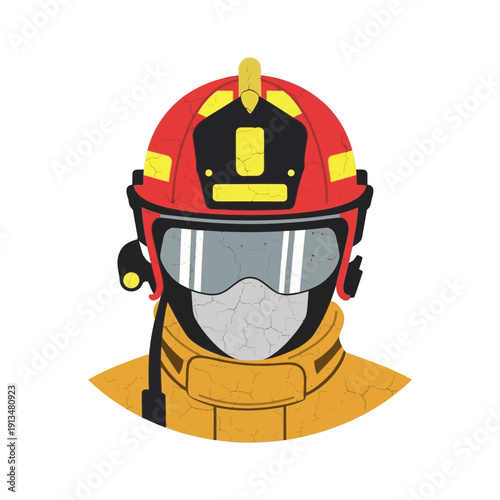 Firefighter helmet and uniform front view illustration