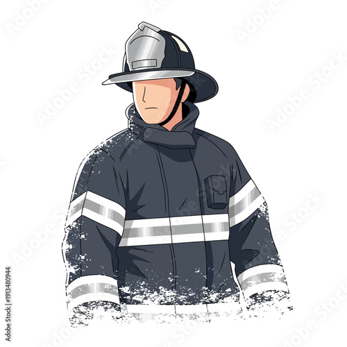 Firefighter in protective gear, illustration