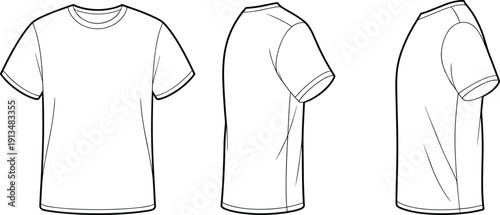 Great White Shark Silhouette Vector Illustration and Blank White T-Shirt Template Set for Custom Apparel Design Ocean Predator Branding and Summer Fashion Concept Graphic