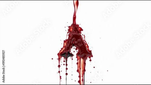 Dramatic liquid letter A pouring down in red and black