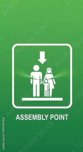 Essential Pictogram Indicating an Assembly Point for Evacuation and Safety Protocols Display