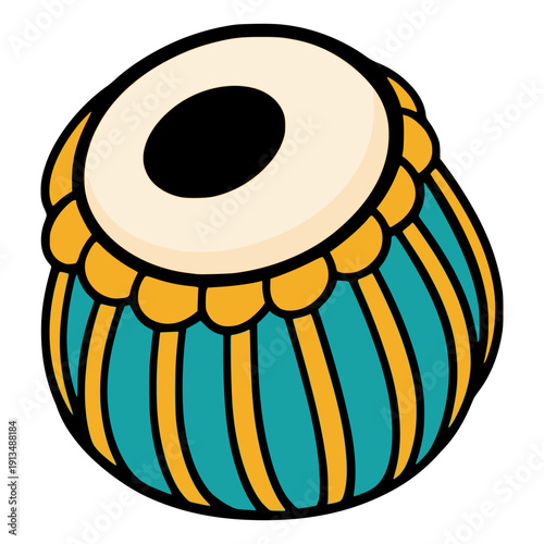 tabla India traditional drum percussion musical instrument ethnic flat color vector illustration template design