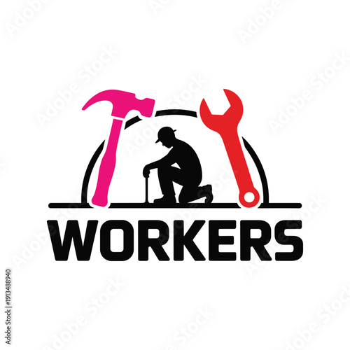Workers construction and repair logo art
