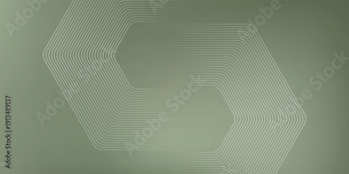 Abstract Green Geometric Hexagon Background With Layered Line Pattern and Modern Minimal Design