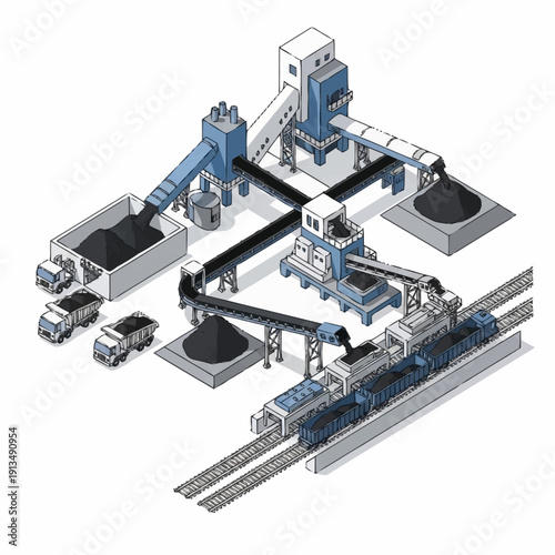 Industrial Mining Equipment and Machinery Setup.