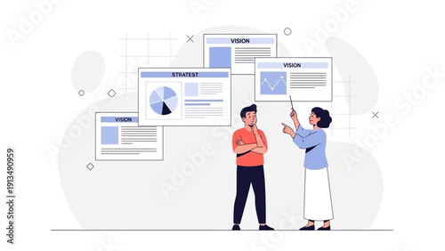 Business Strategy Meeting: Team Discussing Vision and Goals