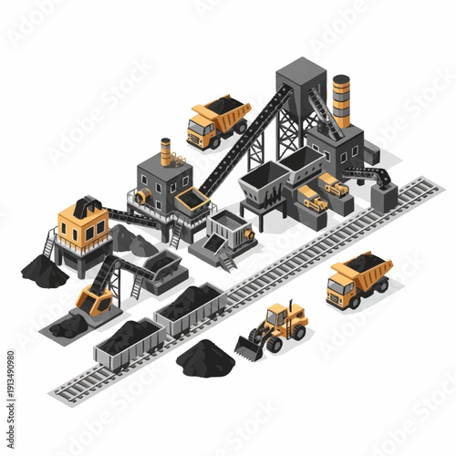 Industrial Mining Facility with Heavy Machinery.
