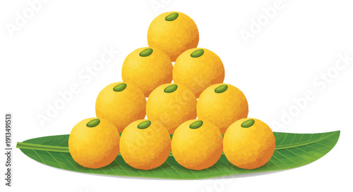 Stack of Traditional Indian Ladoo Sweets on Banana Leaf