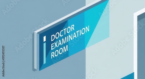 Hospital Wayfinding Signage Pointing To The Doctor's Examination Room Illustration