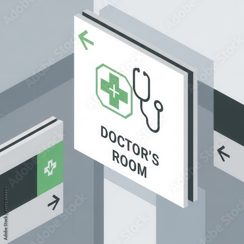 Hospital Wayfinding System: Modern Doctor's Room Signage for Patient Navigation and Guidance