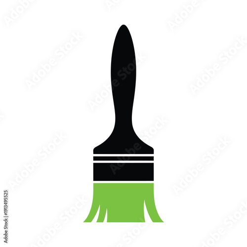 Simple illustration of a paintbrush with a green and black design