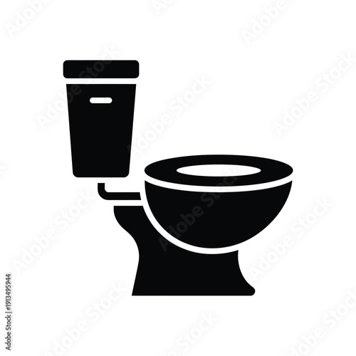 Simple black silhouette of a standard toilet side view illustration