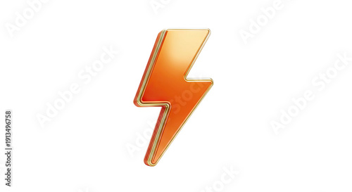 Free Download Orange and Gold 3D Lightning Bolt Icon - GFXLoad