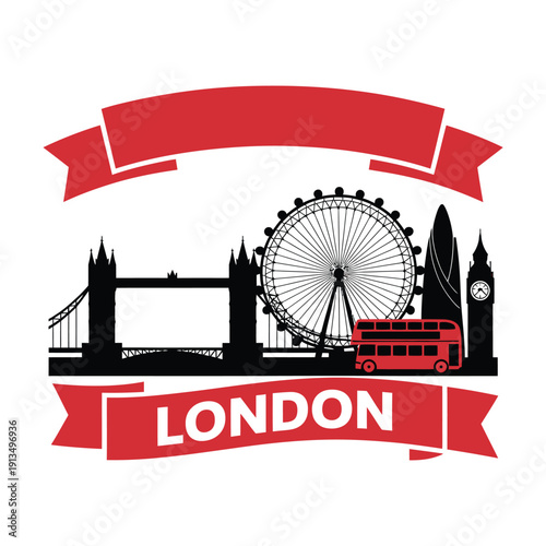 Iconic london skyline featuring the london eye big ben and a bus