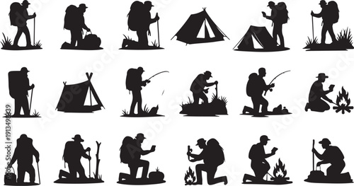 Camping and outdoor activities silhouettes for adventure seekers everywhere always