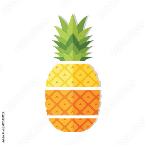 A brightly colored, stylized pineapple, segmented on a white background