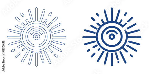Digital Signal Core Hub Icon, Abstract Wireless Data Transmission Symbol, Modern Connectivity Broadcast and Network Graphic, Blue Tech 5G Infrastructure Vector