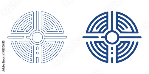 Tablou pe pânză Central Network Target Icon, Abstract Cyber Defense and Data Core Symbol, Strate