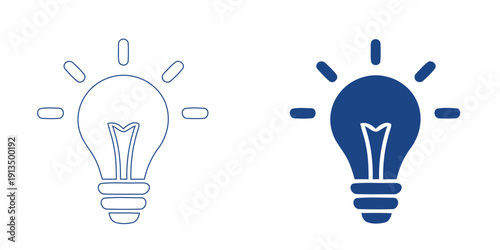 Classic Innovation Lightbulb Icon, Abstract Creative Idea and Business Solution Symbol, Modern Electric Lamp Inspiration Graphic, Minimalist Blue Technology Vector