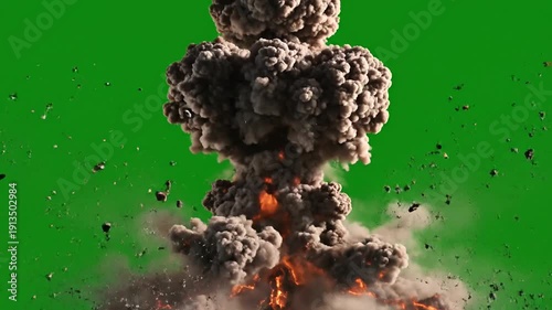 Explosion Erupts with Fire and Debris.