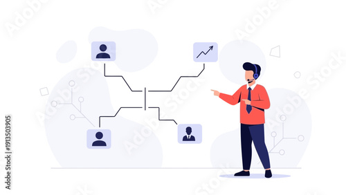 Customer service agent connecting people and data with technology