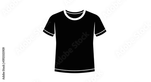 Classic Black T-Shirt with White Trim - Simple and Versatile Apparel for Everyday Wear