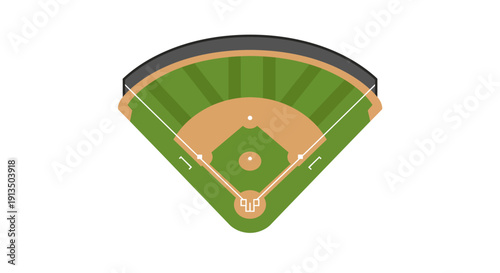 A bird's eye view of a baseball field, a popular American sport with a diamond shape and green grass