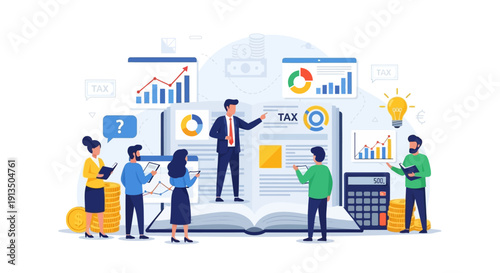 Business People Discussing Tax.