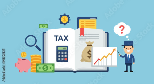 Businessman Explaining Tax Concept.