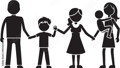 Blended family holding hands in unity and love