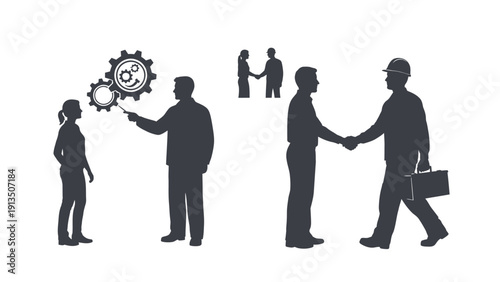 Business Partnership Agreement and Collaboration Concept Icons