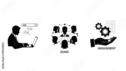 Business and Management Icons Strategy, Teamwork, and Workflow Visualizations