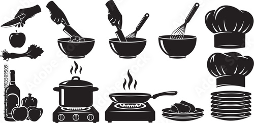Cooking icons and utensils for kitchen and restaurant use