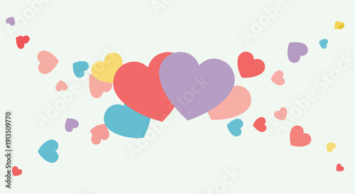 A cheerful arrangement of assorted heart shapes with soft colors