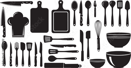 Kitchen Utensils and Tools Silhouette Collection for Cooking Essentials