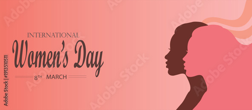 International womens day celebration with silhouette on pink background