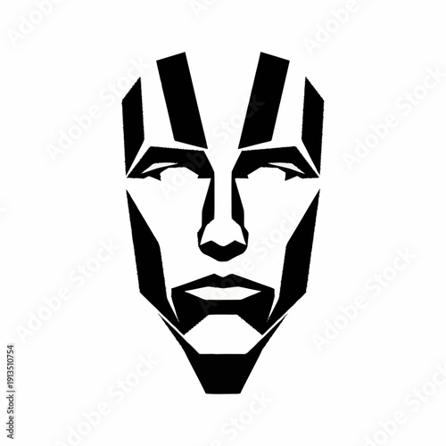 Geometric Male Face Illustration Design Element.