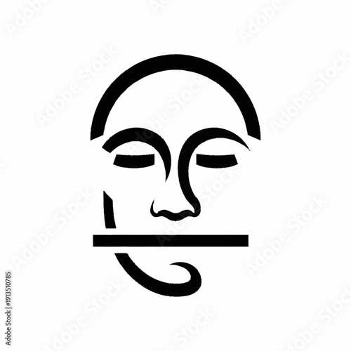 Meditating Person with Closed Eyes Illustration.