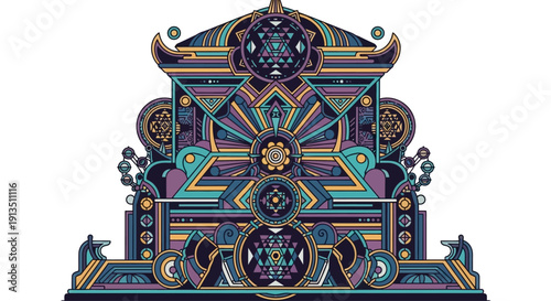 Sacred Geometry Mandala Art: Mystical Cosmic Temple Design