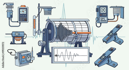 Seismograph and seismic equipment for earthquake detection and measurement